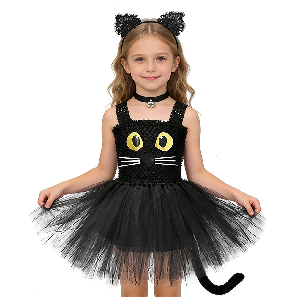 Anime Cosplay Black Girl - Kızlar Siyah Kedi Tutu Elbise Çocuk