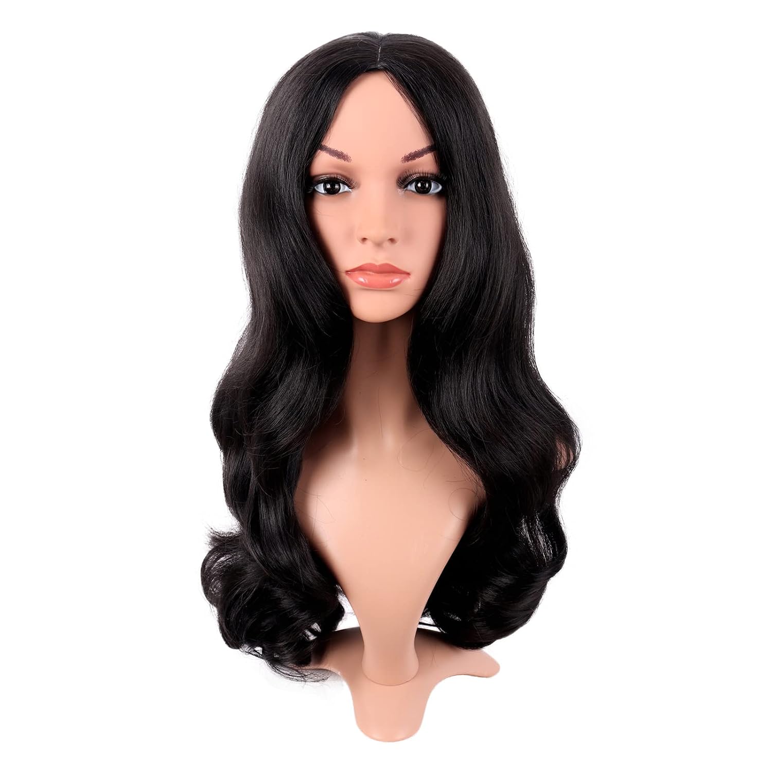 Anime Cosplay Long Black Hair - Uzun Kıvırcık Saç Ortadan Ayrılmış Cosplay