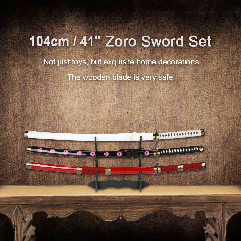 Anime Cosplay Katana - 2026 3 adet Roronoa Zoro Kılıçları