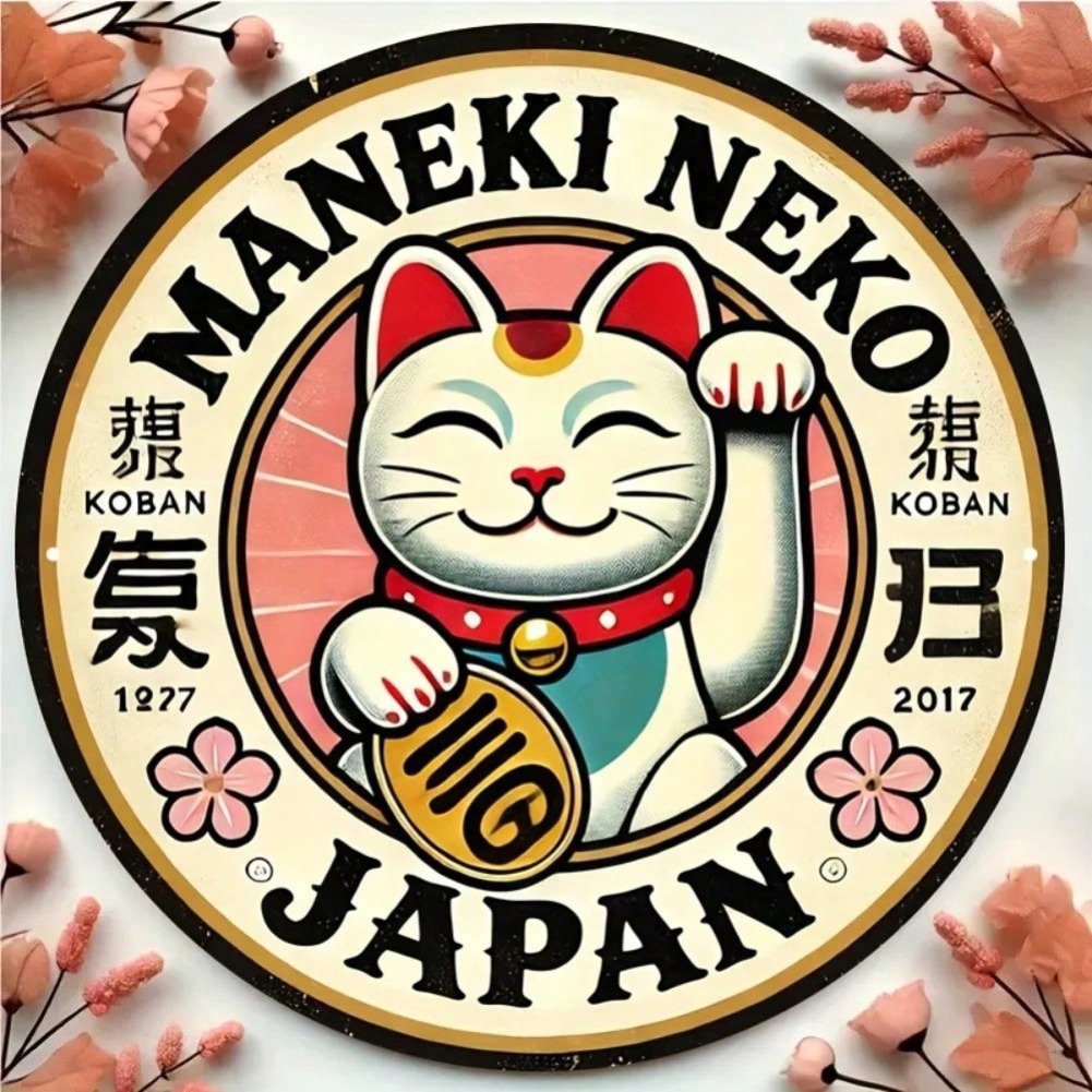 Naruto Headband Metal - Yuvarlak Maneki Neko Şanslı Kedi Alüminyum