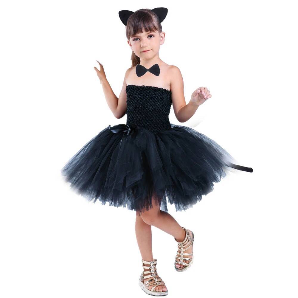 Anime Cosplay Black Girl - Sevimli Siyah Kedi Tutu Elbise Bebek