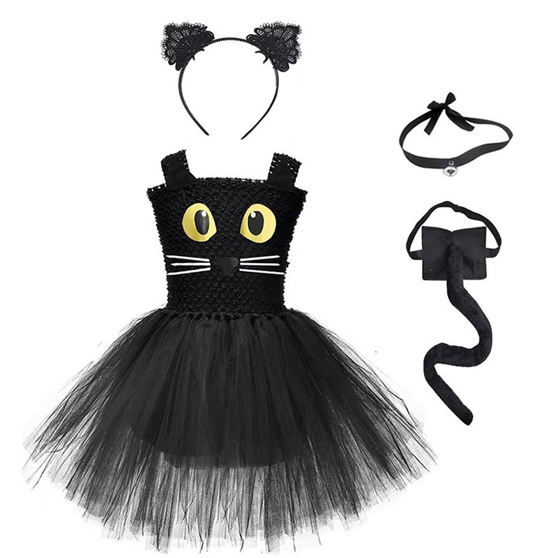 Kızlar Siyah Kedi Tutu Elbise  - Anime Cosplay Black Girl incelemesi ve fiyatı