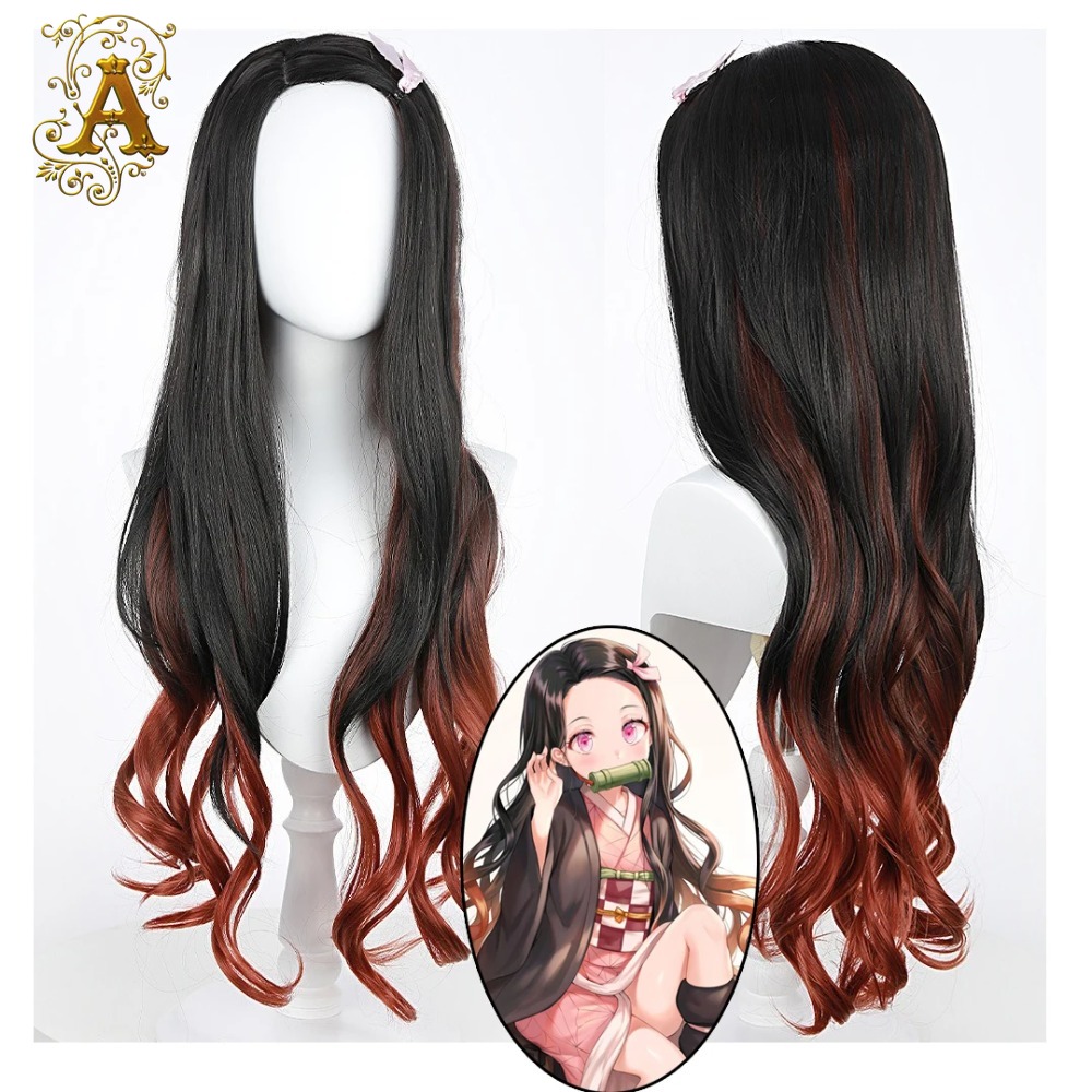 Siyah Koyu Kırmızı Gradyan Ren - Anime Cosplay Long Black Hair incelemesi ve fiyatı